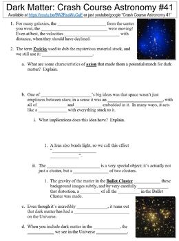 Preview of Crash Course Astronomy #41 (Dark Matter) worksheet