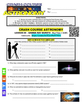 Preview of Crash Course - Astronomy Lesson #40 GAMMA RAYS (space / distance learning)