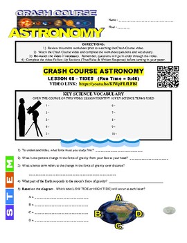 crash course astronomy lesson 8 tides free science online video worksheet