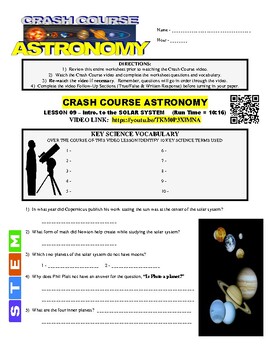 Crash Course - Astronomy Lesson #9 SOLAR SYSTEM (online video sheet)