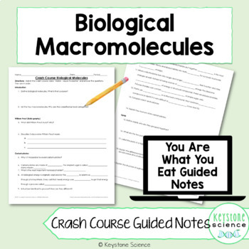 Preview of Crash Course Biological Molecules Macromolecules Guided Notes Digital Learning