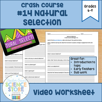 Preview of Crash Course- Biology: #14 Natural Selection Video Worksheet