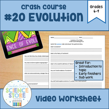 Preview of Crash Course- Biology: #20 Evolution Video Worksheet