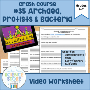 Preview of Crash Course- Biology: #35 Archaea, Bacteria & Protista Video Worksheet