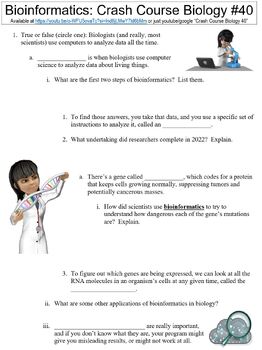 Preview of Crash Course Biology #40 (Bioinformatics) worksheet