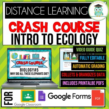 Preview of Crash Course Biology #5 Intro to Ecology Google Forms Quiz Video Guide Worksheet