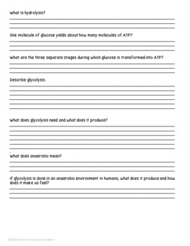 Crash Course Biology 7 Atp Respiration Video Worksheet Tpt