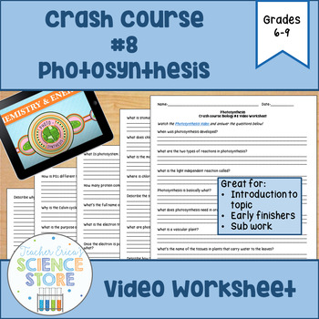 photosynthesis crash course biology #8 worksheet