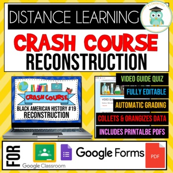 Preview of Crash Course Black American History #19 Reconstruction Google Forms Quiz