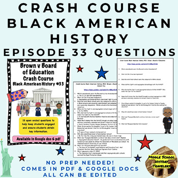 Preview of Crash Course Black American History #33: Brown v Board of Education Questions