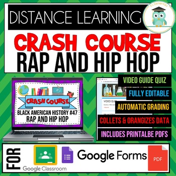Preview of Crash Course Black American History #47 Rap and Hip Hop Google Forms Quiz