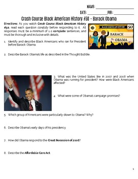 Preview of Crash Course Black American History #50 - Barack Obama (PDF)