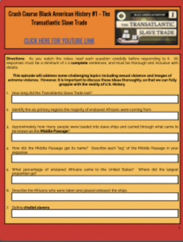 Preview of Crash Course Black American History Viewing Guides (Google Docs)