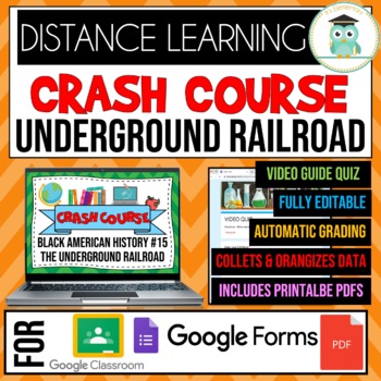 Preview of Crash Course Black History #15 The Underground Railroad Google Forms Video Quiz