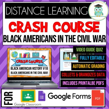 Preview of Crash Course Black History #18 Black Americans in the Civil War Google Form Quiz