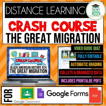 Preview of Crash Course Black History #24 The Great Migration Video Quiz Google Forms