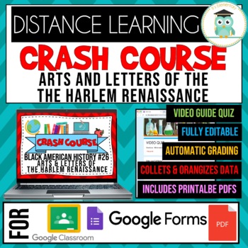 Preview of Crash Course Black History #26 Arts and Letters of the Harlem Renaissance Quiz 