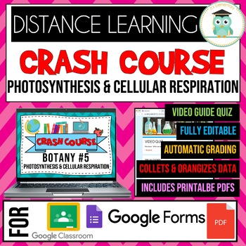 Preview of Crash Course Botany #5 Photosynthesis and Cellular Respiration Google Forms Quiz