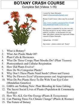 Preview of Crash Course Botany Worksheets Complete Set (Full Bundle Collection)