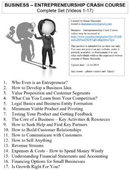 Preview of Crash Course Business Entrepreneurship Worksheets Complete Series Set Bundle