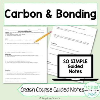 Preview of Crash Course Carbon & Bonding Guided Notes with Answer KEY Digital Learning
