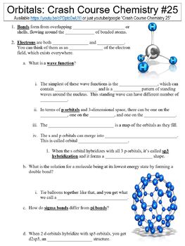 Preview of Crash Course Chemistry #25 (Orbitals) worksheet