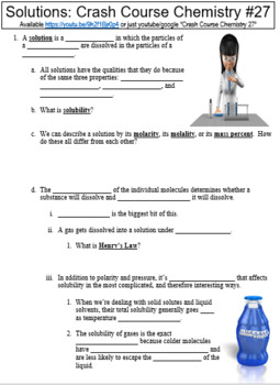 Preview of Crash Course Chemistry #27 (Solutions) worksheet