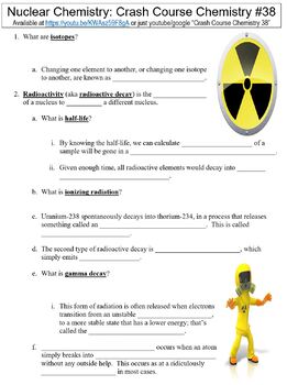 Preview of Crash Course Chemistry #38 (Nuclear Chemistry) worksheet