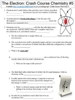 Preview of Crash Course Chemistry #5 (The Electron) worksheet
