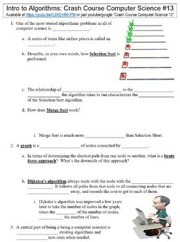 crash course computer science 13 intro to algorithms worksheet