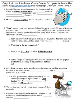 crash course computer science 26 graphical user interfaces worksheet