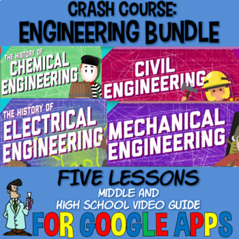 Preview of Crash Course ENGINEERING STEM 5 lesson BUNDLE SELF-GRADING Google app classroom 