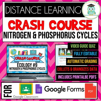 Preview of Crash Course Ecology #9 Nitrogen & Phosphorus Cycles Google Forms Quiz Worksheet