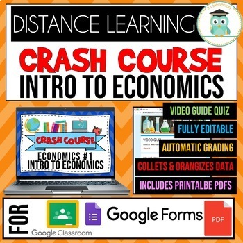 Preview of Crash Course Economics #1 Intro to Economics Google Forms Quiz PDF Worksheets