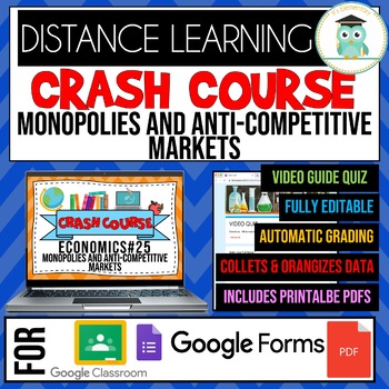 Preview of Crash Course Economics #25 Monopolies Anti-Competitive Markets Google Forms Quiz