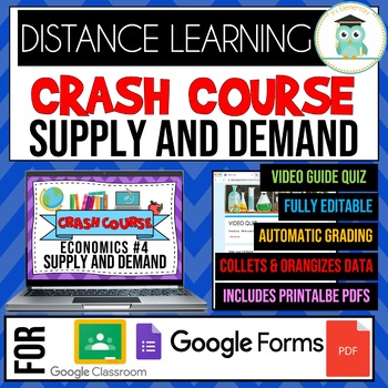 Preview of Crash Course Economics #4 Supply and Demand Google Forms Quiz PDF Worksheets