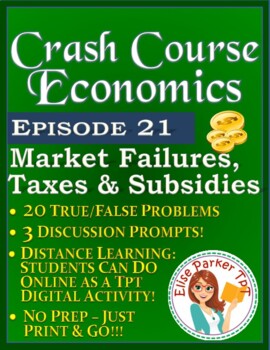 Preview of Crash Course Economics Worksheet Episode 21: Market Failures, Taxes & Subsidies
