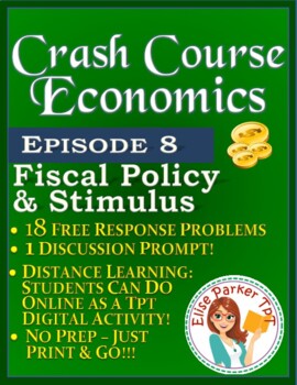 Preview of Crash Course Economics Worksheet Episode 8: Fiscal Policy and Stimulus
