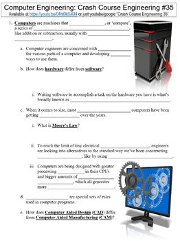 Preview of Crash Course Engineering #35 (Computer Engineering) worksheet