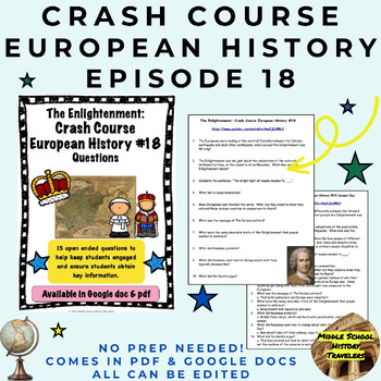 Crash Course European History #18: The Enlightenment Questions TpT
