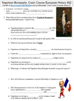 Preview of Crash Course European History #22 (Napoleon Bonaparte) worksheet