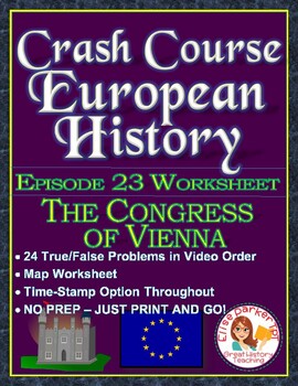 Preview of Crash Course European History Episode 23 Worksheet: The Congress of Vienna