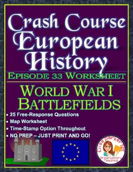 Preview of Crash Course European History Episode 33 Worksheet: WWI Battlefields