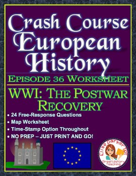 Preview of Crash Course European History Episode 36 Worksheet: Postwar Recovery from WWI
