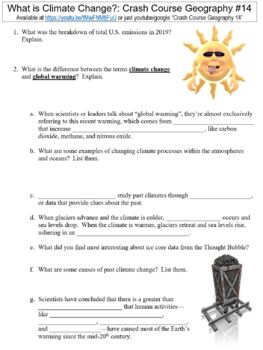 Preview of Crash Course Geography #14 (What is Climate Change?) worksheet