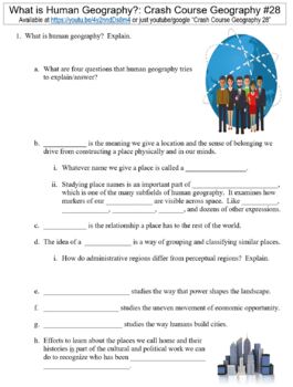 Preview of Crash Course Geography #28 (What is Human Geography?) worksheet