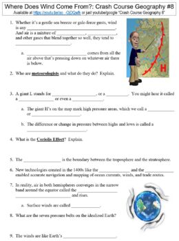 Preview of Crash Course Geography #8 (Where Does Wind Come From?) worksheet