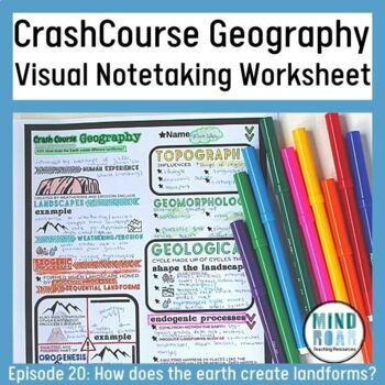 Preview of Crash Course Geography Worksheet How does the Earth create landforms Ep 20