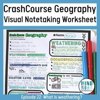 Preview of Weathering Worksheet | Crash Course Geography Worksheet What is weathering Ep 22