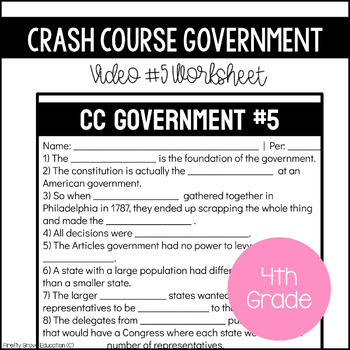 Preview of Crash Course Government Video #5 Video Worksheet | Printable & Digital